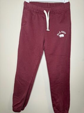 Old Navy Maroon Girls Jogger Sweatpants with White Drawstring